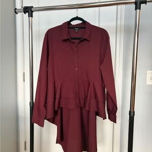 a.n.a Deep Red High-Low Blouse